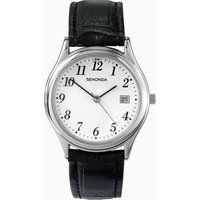 Sekonda Men's Quartz Watch with White Dial Analogue Display and Black Leather Strap 3473.27