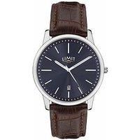 Limit Mens Modern Brown Polyurethane Strap With Blue Dial Analogue Watch