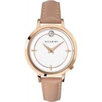 Accurist Ladies 35mm Pink Leather Strap Watch