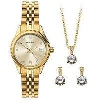 Sekonda Womens Classic Gold Stainless Steel Bracelet With Champagne Dial Analogue Gift Set