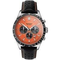 Sekonda Velocity Men’s 45mm Quartz Watch in Orange with Analogue Display, and Black Leather Strap 30020