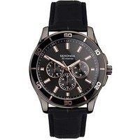 Sekonda Midnight Men’s 44mm Quartz Watch in Black with Analogue Display, and Black Leather Strap 30026