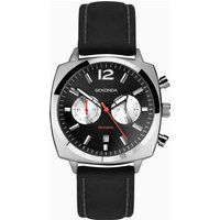 Sekonda Airborne Men’s 40mm Quartz Watch in Black with Analogue Display, and Black Leather Strap 30028