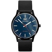 Sekonda Nordic Blue Dial Black Leather Strap Watch 30047