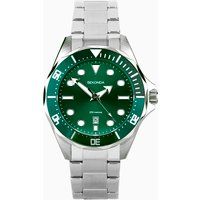 Sekonda Hudson Men/'s 43mm Quartz Watch in Green with Analogue Display, and Silver Stainless Steel Bracelet 30096