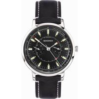 Sekonda 1978 Mens 38mm Quartz Watch in Black with Analogue Day/Date Display, and Black Leather Strap 30098