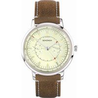 Sekonda 1978 Mens 38mm Quartz Watch in Cream with Analogue Day/Date Display, and Tan Leather Strap 30099
