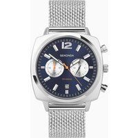 Sekonda Airborne Mens 40mm Chronograph Watch in Blue with Analogue Date Display, and Silver Stainless Steel Strap 30100