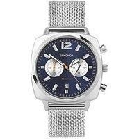 Sekonda Airborne Mens 40mm Chronograph Watch in Blue with Analogue Date Display, and Silver Stainless Steel Strap 30100