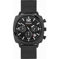 Sekonda Airborne Mens 40mm Chronograph Watch in Black with Analogue Date Display, and Black Stainless Steel Strap 30102
