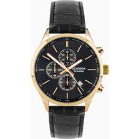 Sekonda Endurance Mens 44mm Quartz Watch in Black with Analogue Date Display, and Black Leather Strap 30107.