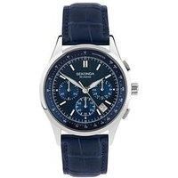 Sekonda Sekonda Racer Men's Chronograph Watch | Silver Alloy Case & Blue Leather Strap with Blue Dial | 30108