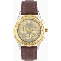 Sekonda Sekonda Racer Chronograph Men's Watch | Two Tone Alloy Case & Brown Leather Strap with Champagne Dial | 30110