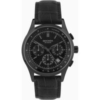 Sekonda Racer Mens 42mm Quartz Watch in Black with Analogue Date Display, and Black Leather Strap 30113