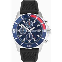 Sekonda Pacific Wave Mens 42mm Chronograph Watch in Blue with Analogue Date Display, and Black Silicone Strap 30114