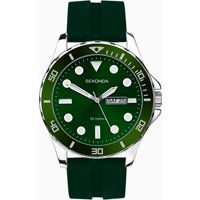 Sekonda Balearic Mens 44mm Quartz Watch in Green with Analogue Day/Date Display, and Green Rubber Strap 30119