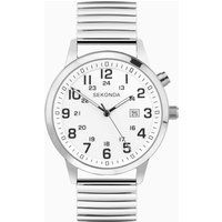 Sekonda Easy Reader Mens 46mm Quartz Watch in White with Analogue Date Display, and Silver Stainless Steel Strap 30126