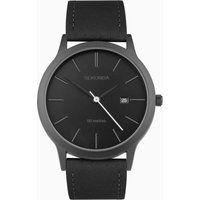 Sekonda Bergen Mens 39mm Quartz Watch in Black with Analogue Date Display, and Black Leather Strap 30134