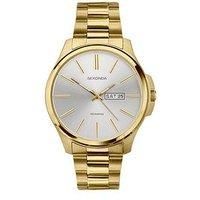 Sekonda Jones Classic Men/'s 40mm Quartz Watch in Silver with Analogue Day/Date Display, and Gold Stainless Steel Strap 30154