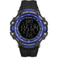 Sekonda Crossfell Digital Men/'s 53mm Quartz Watch in Black LCD with Digital 100 Year Calendar Display, and Black Plastic Strap 30163