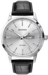 Sekonda Men's Black Leather Strap Watch