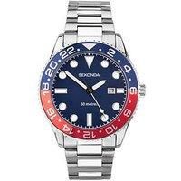 Sekonda Dive Ocean Men/'s 45mm Quartz Watch in Blue with Analogue Date Display, and Silver Stainless Steel Strap 30196