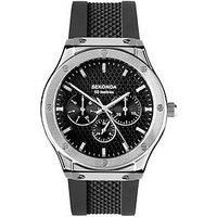 Sekonda Titan Men/'s 42mm Quartz Watch in Black with Analogue Day/Date Display, and Black Silicone Strap 30230