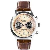 Sekonda Heritage Archer Men/'s 40mm Quartz Watch in Rose Gold with Chronograph Display, and Brown Leather Strap 30236