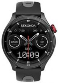 Sekonda 47mm Active Pro GPS Smart Watch in Black with Black Silicone Strap