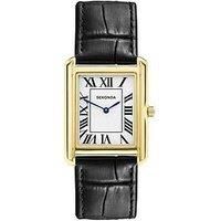 Sekonda Clement 28mm Mens Rectangular Gold Analogue Watch with Black Strap