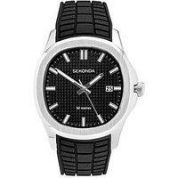 Sekonda Octaire 40mm Mens TV Silver Analogue Watch with Black Strap