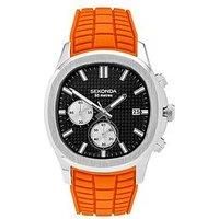 Sekonda Sekonda Mens Octaire Orange Silicone Strap With Black Dial Chronograph Watch