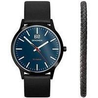 Sekonda Nordic Gift Set Men’s 40mm Quartz Watch in Blue with Analogue Display, and Black Leather Strap