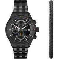 Sekonda Mens Speed Black Stainless Steel Bracelet With Black Dial Analogue Watch Gift Set