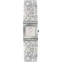 Sekonda Ladies Silver 17mm Square Rocks Analogue Watch with Stone Set Silver Bracelet
