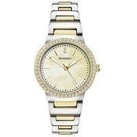 Sekonda Amelia Ladies 28mm Quartz Watch in Champagne with Analogue Display, and Two Tone Alloy Bracelet 40490