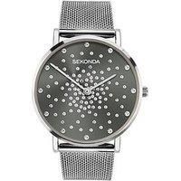 Sekonda Celeste Ladies 36mm Quartz Watch in Grey with Analogue Display, and Stainless Steel Mesh Bracelet 40498