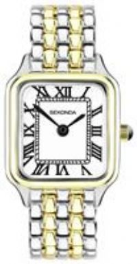 Sekonda Classic Monica Ladies 30mm Quartz Watch in White with Analogue Display, and Two Tone Alloy Strap 40658