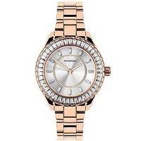 Sekonda Classic Margot Ladies 34mm Quartz Watch in Silver with Analogue Display, and Rose Gold Stainless Steel Strap 40671