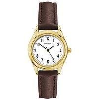 Sekonda Evans 25mm Womens Round Gold Analogue Watch with Brown Strap