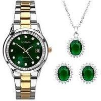 Sekonda Catherine Gift Set Ladies 27mm Quartz Watch in Green Mother of Pearl with Analogue Display, and Two Tone Stainless Steel Strap 49038