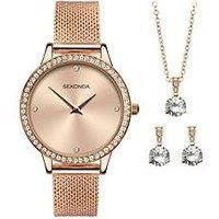 Sekonda Dress Gift Set Ladies 29mm Quartz Watch in Rose with Analogue Display, and Rose Gold Stainless Steel Strap 49049