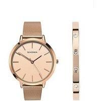 Sekonda Classic Gift Set Ladies 38mm Quartz Watch in Rose with Analogue Display, and Rose Gold Stainless Steel Strap 49050