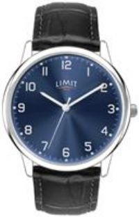Limit Men's Black Faux Leather Strap Watch