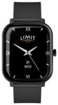 Limit 37mm Black Unisex Smart Watch Fitness Tracker with Bluetooth Calling Heart Rate Sp02 Android and Ios Silicone Strap