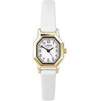 Limit 22Mm Womens Octagonal Gold Analogue Watch With White Strap