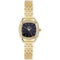 Limit Womens Gold Stainless Steel Bracelet With Black Dial Analogue Watch