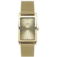 Limit Limit 23Mm Womens Rectangular Gold Analogue Watch With Gold Mesh Strap