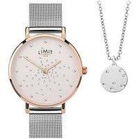 Limit Ladies Silver Plated Mesh Watch and Pendant Set