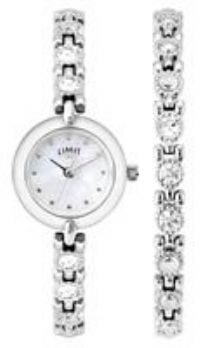 Limit Ladies Silver Plated Stone Set Watch and Bracelet Set